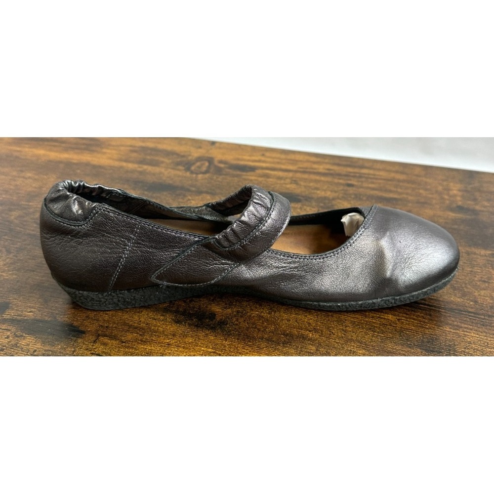 Taos Mary Jane Flats Metallic Leather Comfort Shoe Sz 39 US 8 8.5 Office Travel - Picture 3 of 13